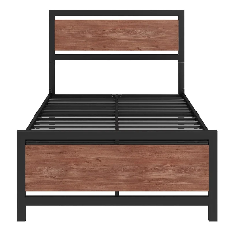 Black Twin Size Metal Platform Bed w/ Headboard & Footboard/ Under Bed Storage/ Mattress Foundation/ No Box Spring Required