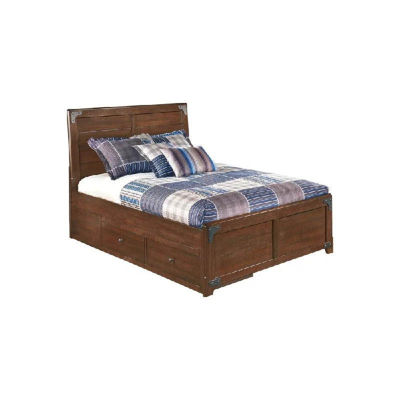 Delburne Twin/Full Storage Headboard/Footboard Frame - Medium Brown