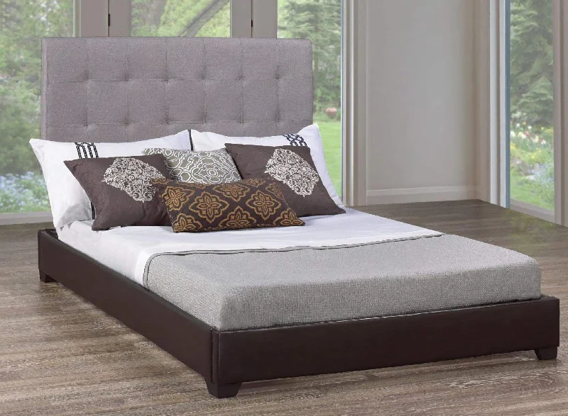 Grey Fabric Headboard optional Espresso Platform shown