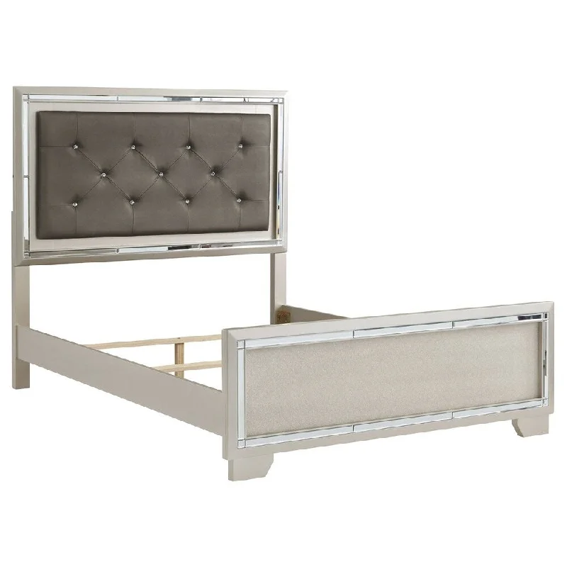 Lonnix Full Upholstered Panel Headboard - Silver Finish