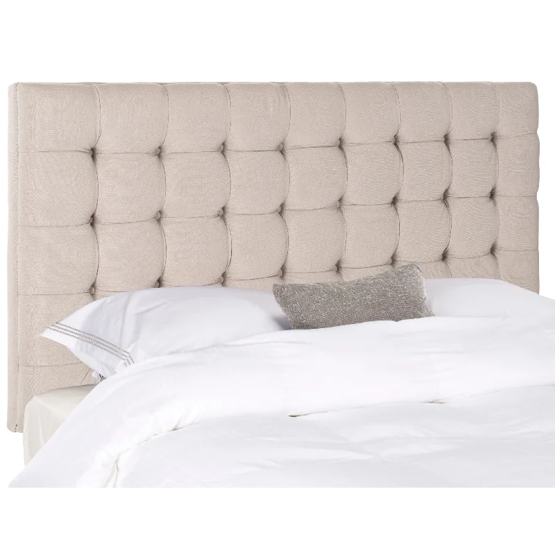 SAFAVIEH Janae Taupe Linen Upholstered Tufted Headboard (King)