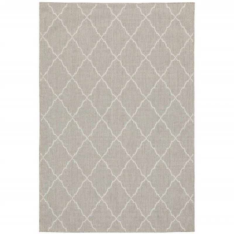 10' X 13' Indoor & Outdoor Area Rug - Gray / Ivory