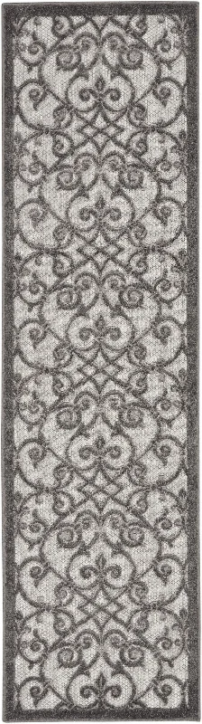 2' X 10' Floral Indoor / Outdoor Area Rug - Gray