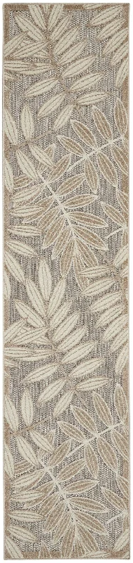 2' X 10' Floral Outdoor / Indoor Area Rug - Gray / Ivory