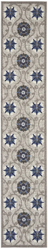 2’ X 12’ Indoor / Outdoor Runner Rug - Gray / Blue