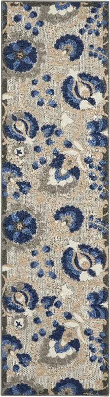 2’ X 12’ Indoor / Outdoor Runner Rug - Natural / Blue