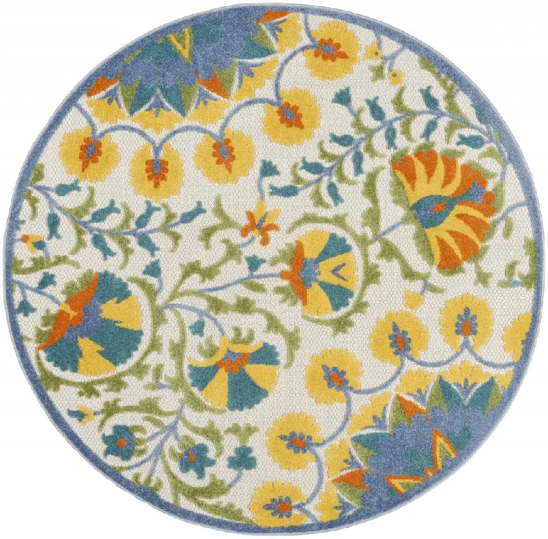 5' Round Medallion Indoor / Outdoor Area Rug - Multi