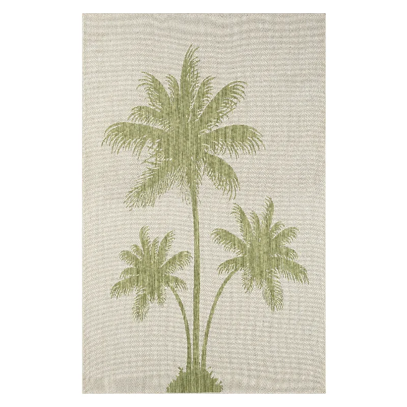 5' X 7' Floral Area Rug Indoor & Outdoor - Beige