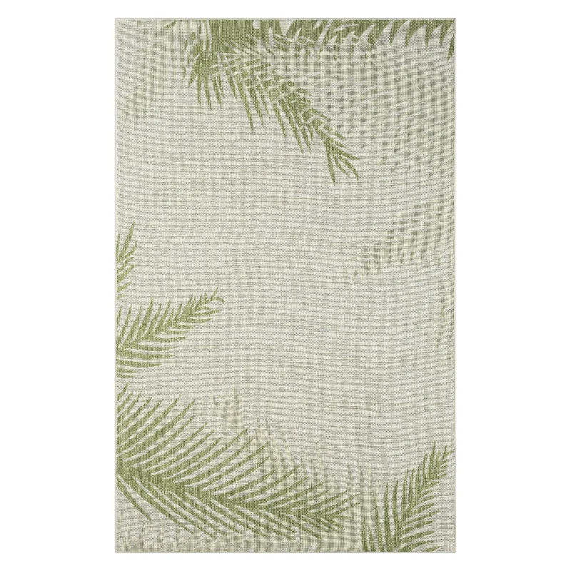 5' X 7' Floral Indoor & Outdoor Area Rug - Beige