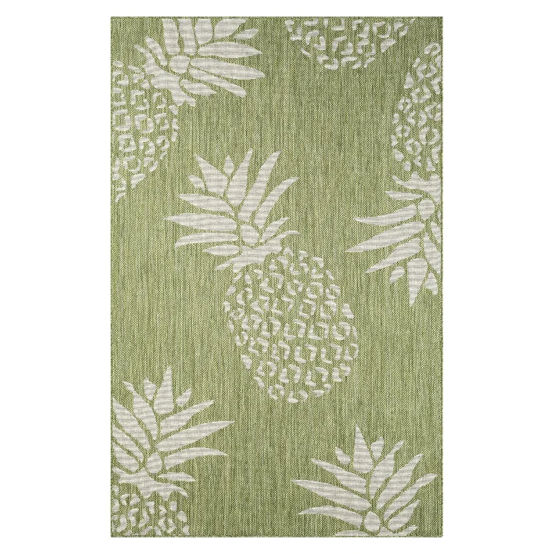 5' X 7' Floral Indoor / Outdoor Area Rug - Green