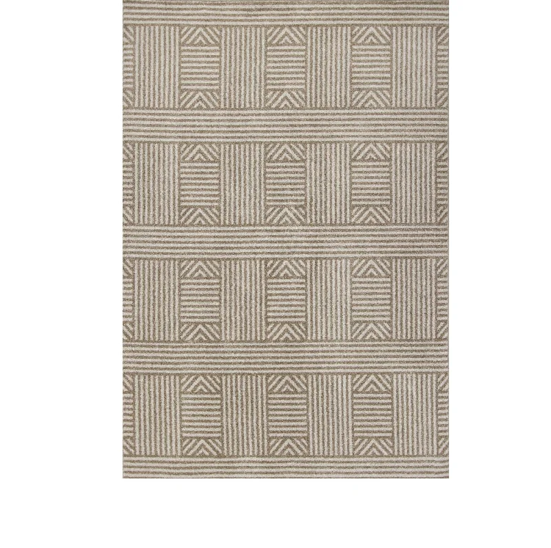 5' X 8' Geometric Lines UV Treated Area Rug - Beige