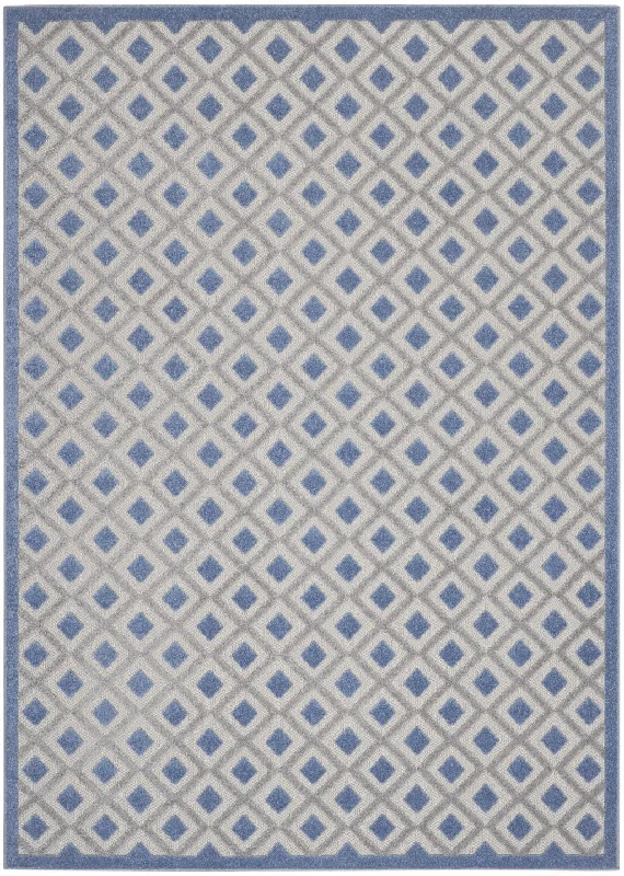 7' X 10' Geometric Indoor / Outdoor Area Rug - Blue / Gray