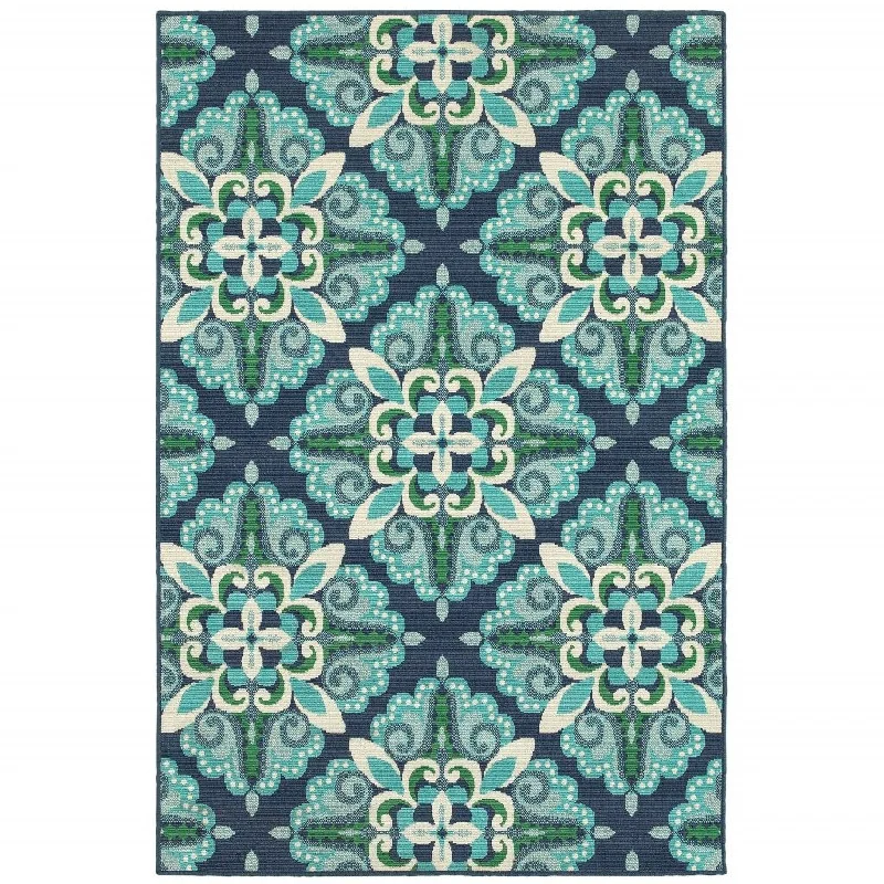 7' X 10' Indoor / Outdoor Area Rug - Blue / Green