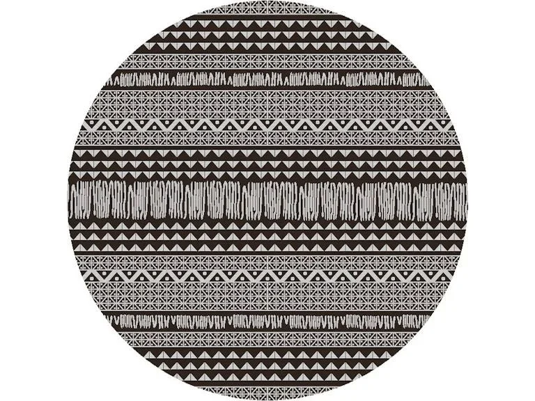 8' Machine Woven UV Treated Scandinavian Indoor / Outdoor Round Area Rug - Charcoal