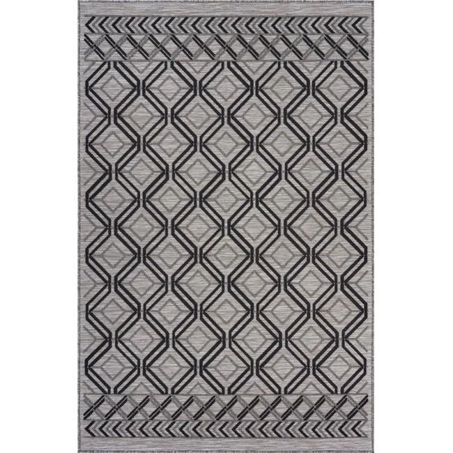 8' X 10' Indoor / Outdoor Area Rug - Black / Tan