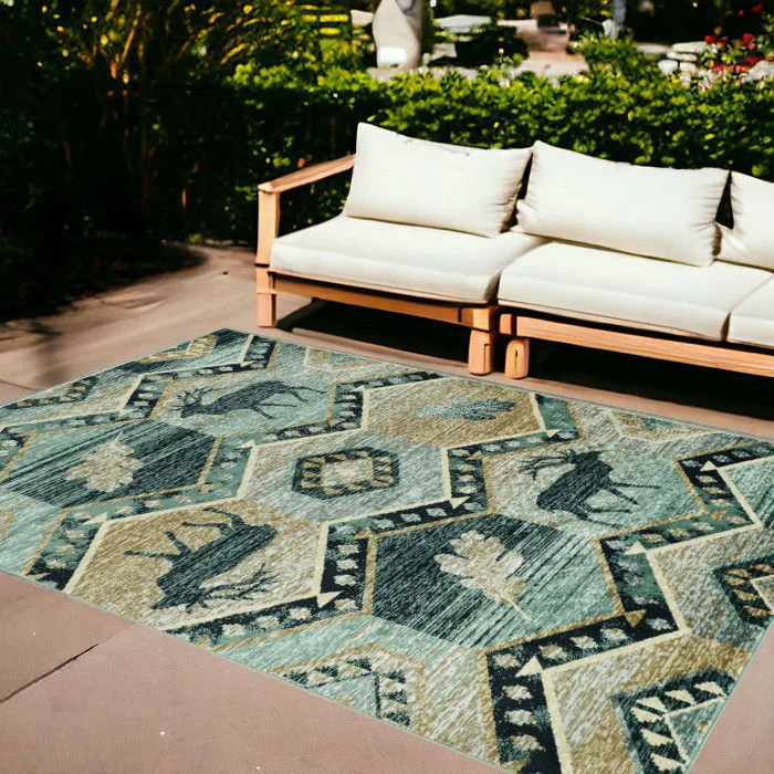 8' X 10' Lodge Area Rug - Seafoam