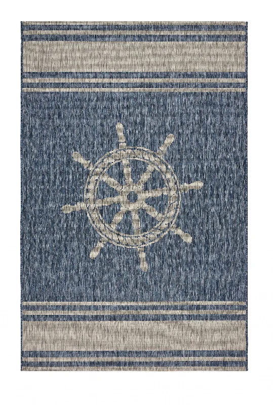 8' X 9' Outdoor / Indoor Area Rug - Blue / Gray