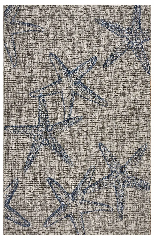 8' X 9' Starfish Indoor / Outdoor Area Rug - Blue / Gray