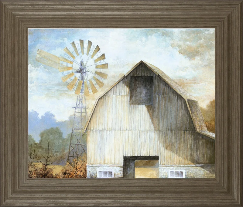 Barn Country By White Ladder - Framed Print Wall Art - Beige