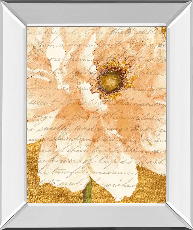 Beautiful Cream Peonies Script Il By Patricia Pinto - Mirror Framed Print Wall Art - Gold