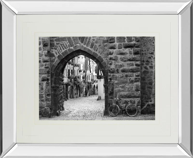 Bicycle Of Riquewihr By Monte Nagler - Mirror Framed Print Wall Art - Black