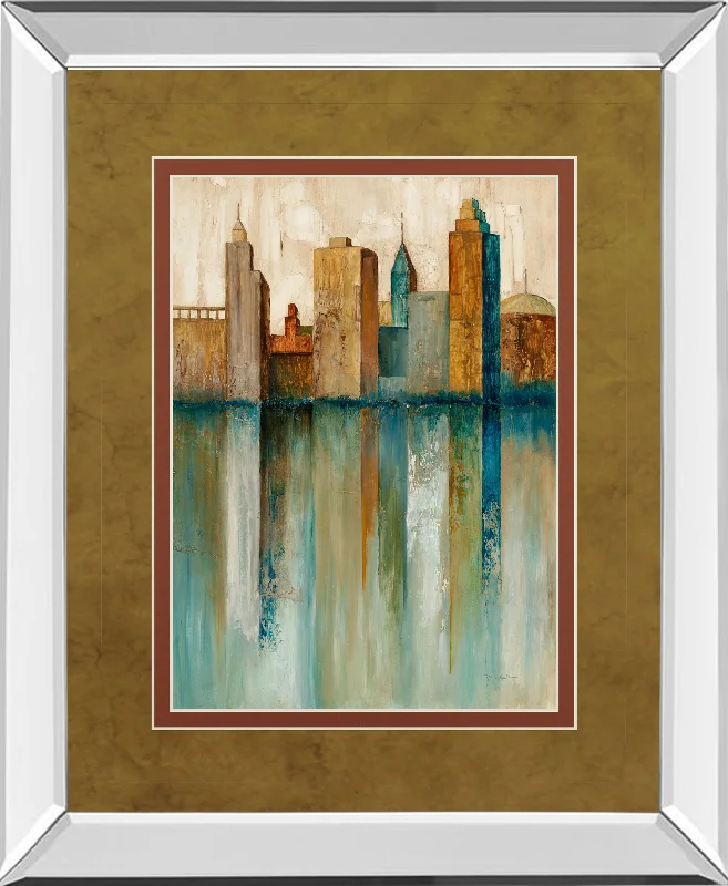 City View Il By Norm Olson - Mirror Framed Print Wall Art - Green