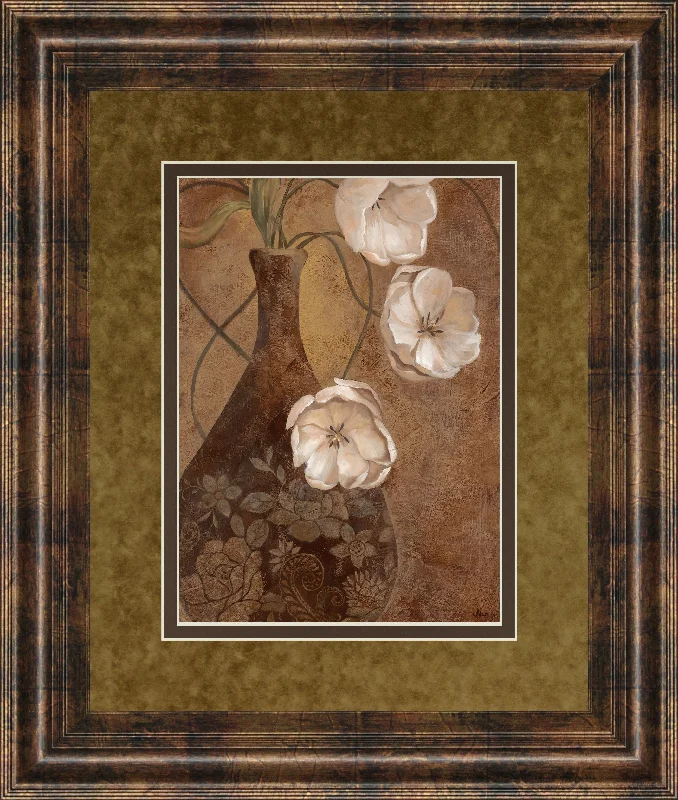 Flores En Umber I By Nan - Framed Print Wall Art - White