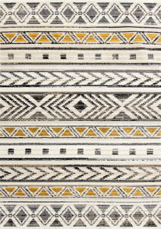 Golden Peaks 5'3" x 7'7" Tribal Area Rug - Grey, Yellow