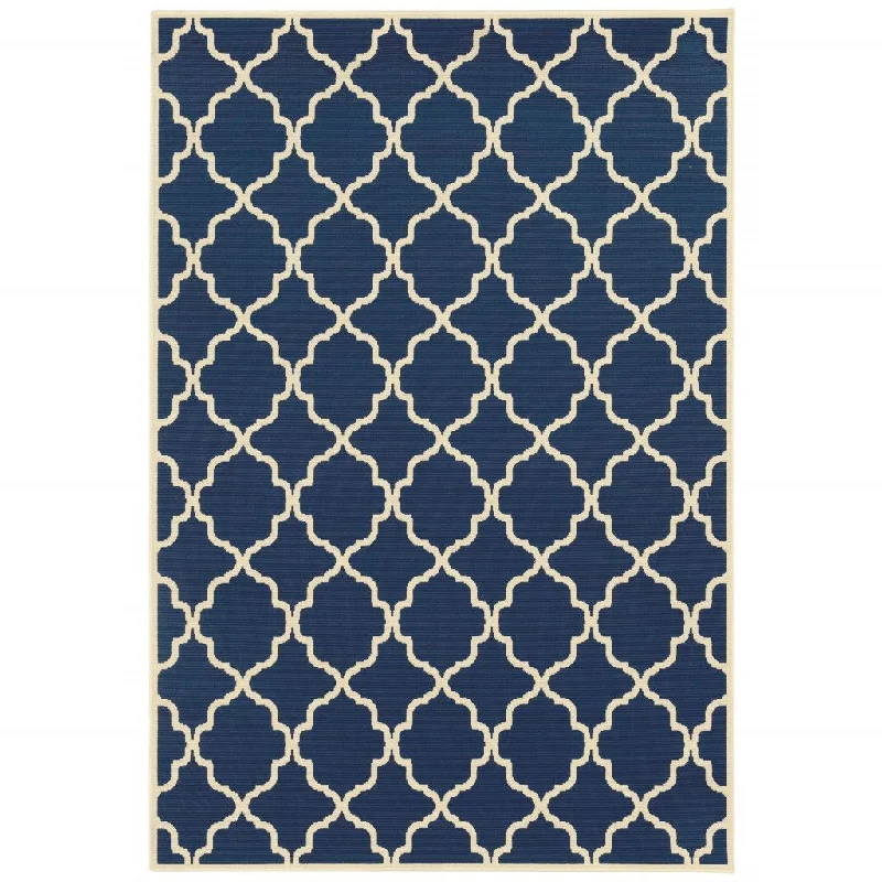 Indoor / Outdoor Area Rug - Blue / Ivory