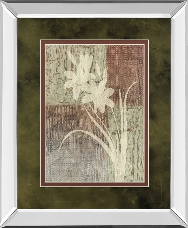 Lily Silhouette By Various - Mirror Framed Print Wall Art - White