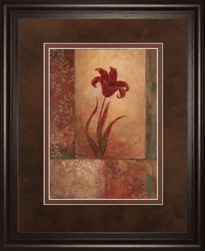 Lily Silhouette By Vivian Flasch - Framed Print Wall Art - Red