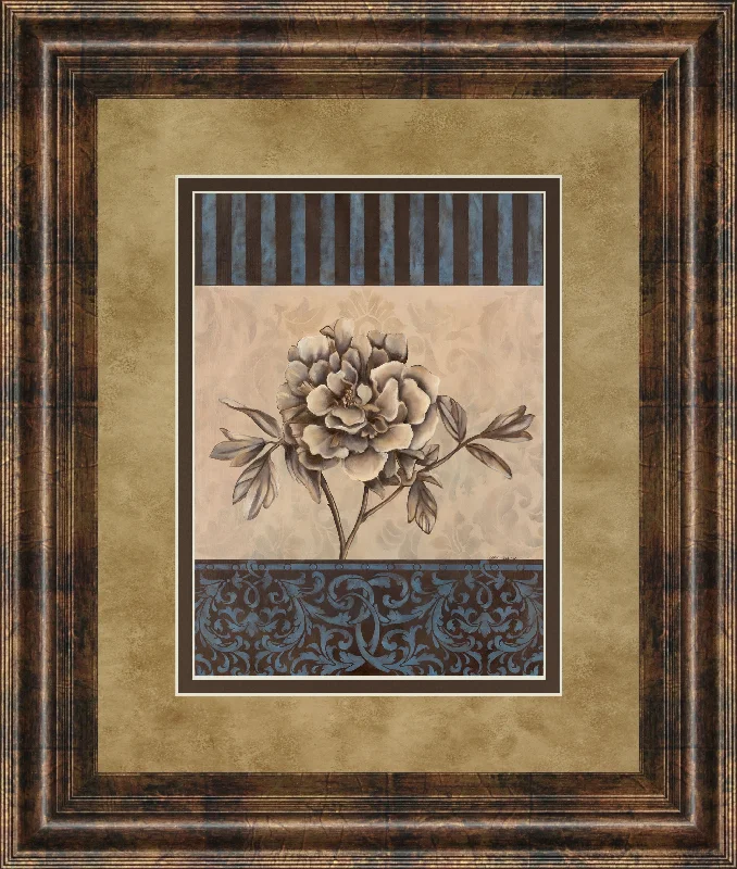 Rose Refined I By Carol Robinson - Framed Print Wall Art - Blue