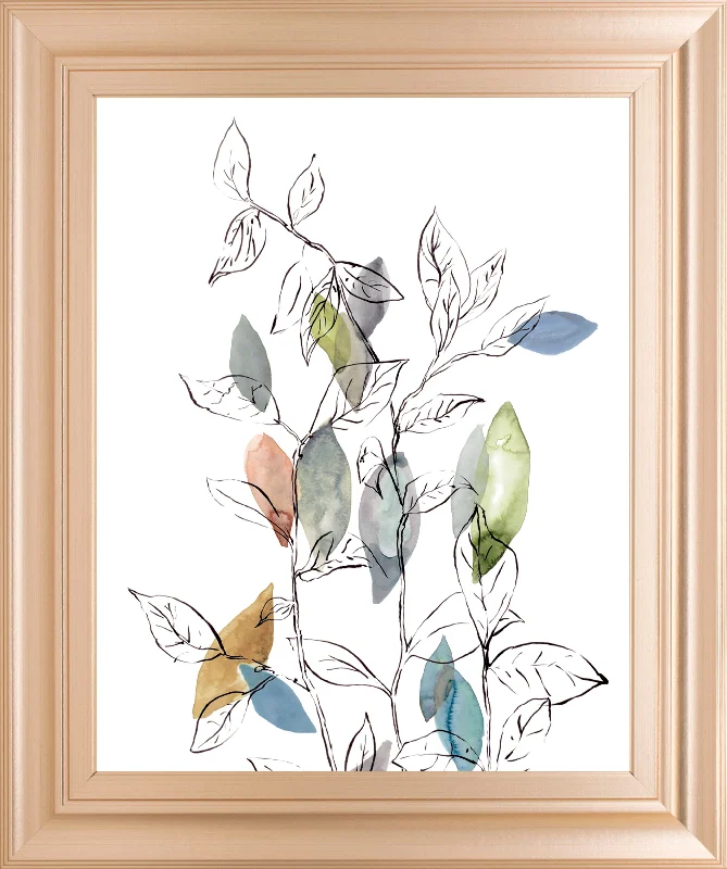 Spring Leaves I By Meyers, R. - Framed Print Wall Art - Blue