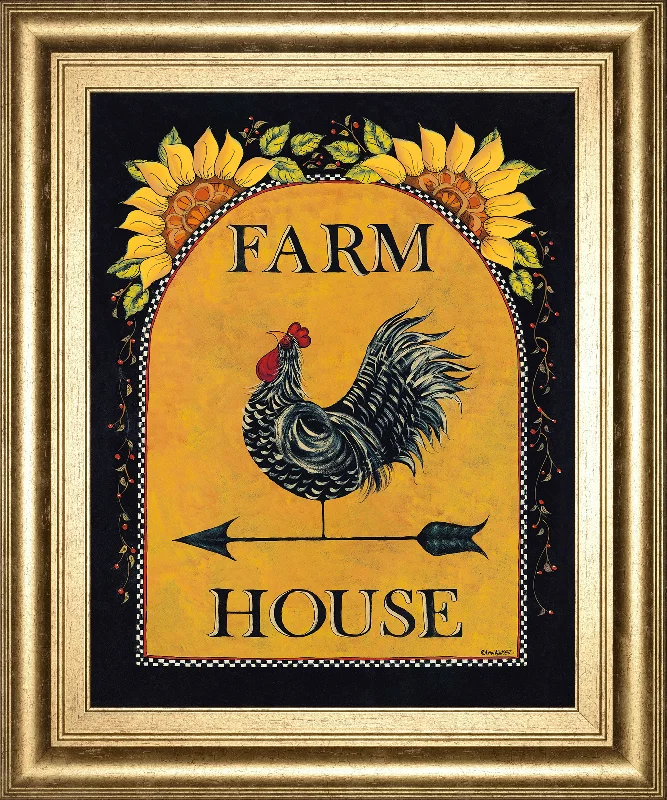 Sunny Farmhouse By Lisa Hillker - Framed Print Wall Art - Orange