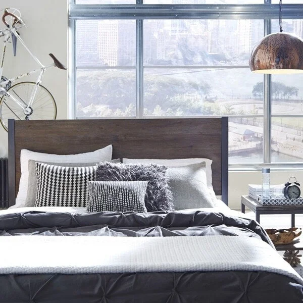 Taylor & Olive Liberty Grey Wood Twin Headboard & Night Table