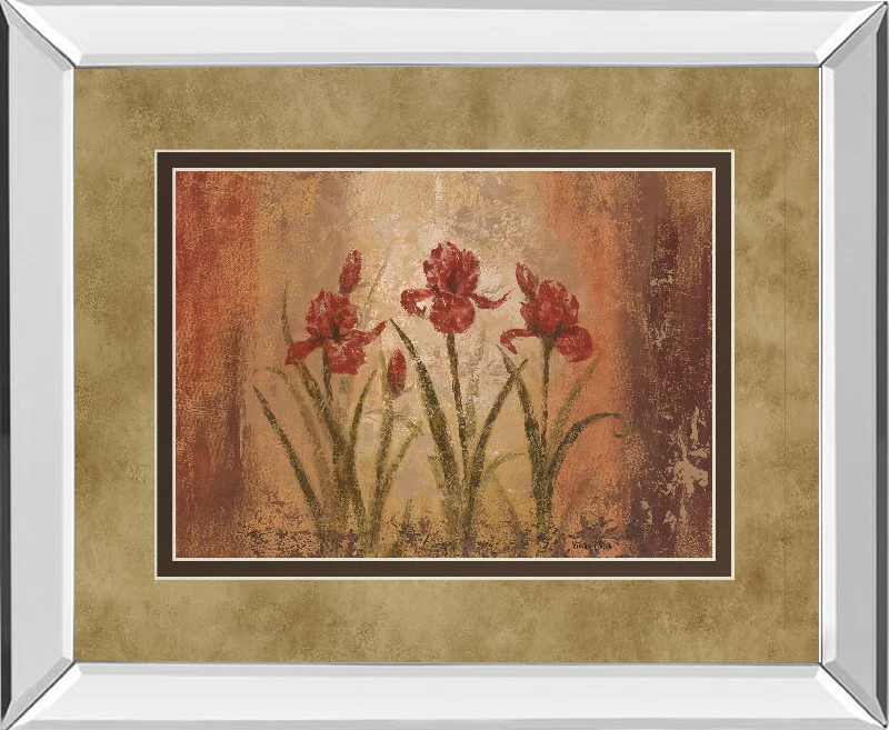 The Iris Style By Vivian Flasch - Mirror Framed Print Wall Art - Red