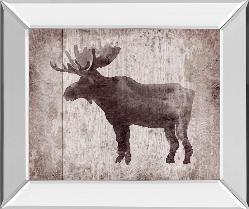 Wildness Iv-timber By Sandra Jacobs - Mirror Framed Elk Print Wall Art - Dark Brown