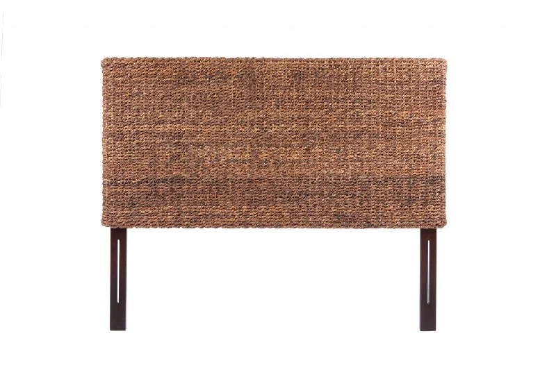 Woven Banana Leaf Straight Queen Size Headboard - Brown Natural / Rustic